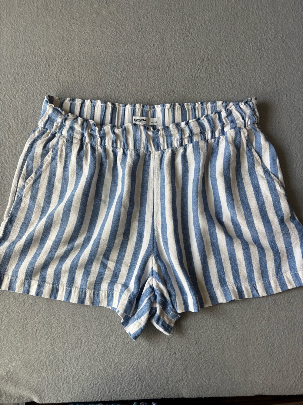 Sonoma Blue & White Vertical Stripe High-Waist Women’s Shorts